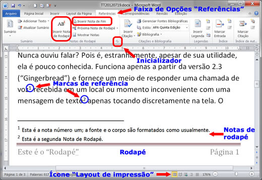 Como inserir número de chamada (Nota de rodapé). :: Professor Vilmar